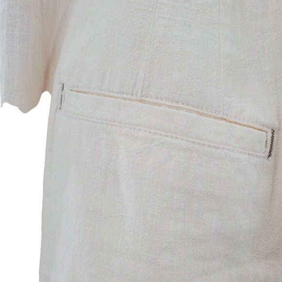 Free People Double Buckle Trouser Pants Ivory Cream Cotton Old Money Size 10 - Picture 7 of 10